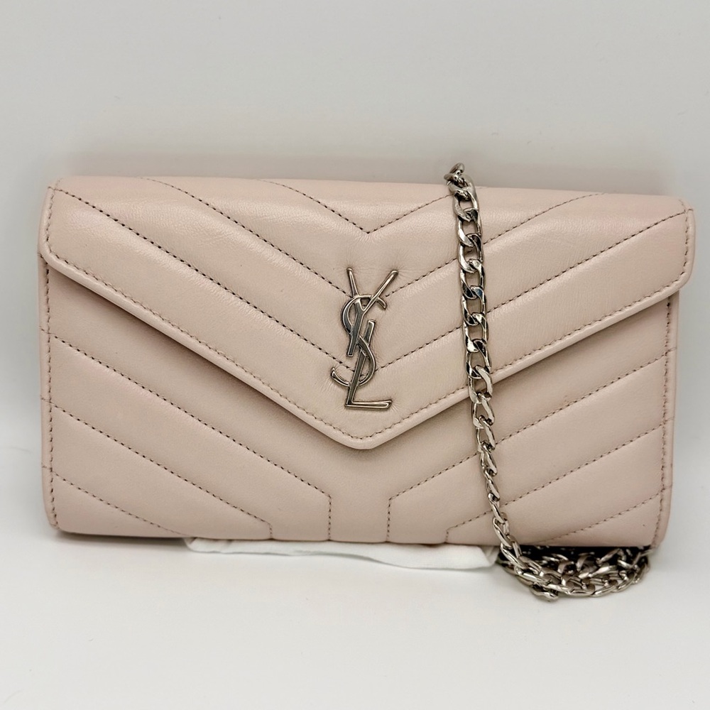 Yves Saint Laurent Cassandre Metalasse Crème Quilted Wallet on Chain Crossbody